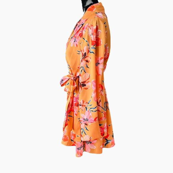 Significant Other x Revolve Zoe Hibiscus Floral Satin Wrap Dress | Vacation 6 - Picture 7 of 15